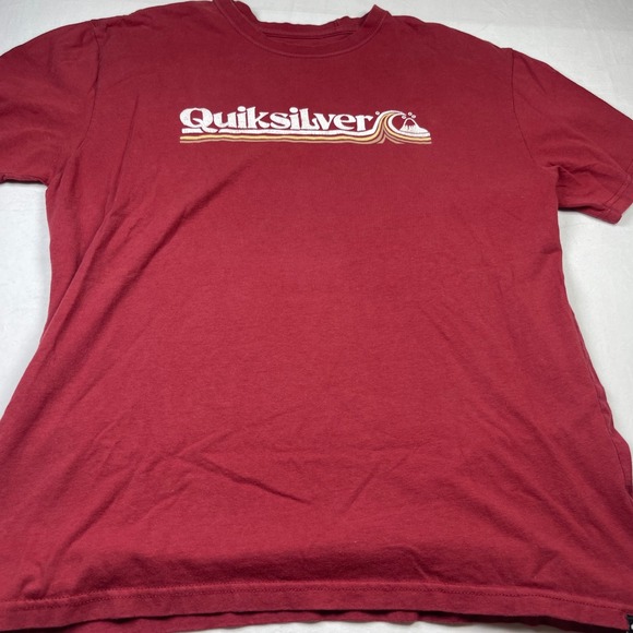 Quiksilver Mens T Shirt L Red Logo Short Sleeve Casual Graphic Tee Top VTG - Picture 2 of 6